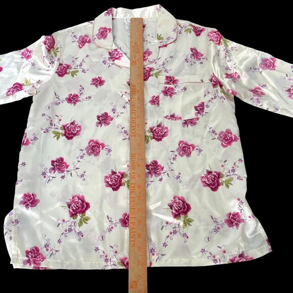 Vintage Cinema Etoile Pajama Set Women Small Floral 2 Piece Silky NOS Tags READ - Picture 16 of 16